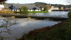 The River Slaney is in full flood at Enniscorthy