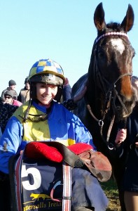 Jockey Maxine O'Sullivan and her horse Cork Citizen in a happy mood following victory in the Open Lightweight Race at Lingstown, Co. Wexford  tody.