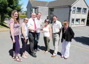l-r: Mary Stamp, Mary Hyland, Peter Creedon (principal), John Colloton, Gayle Jordan, Andy Doyle (vice-principal) and Margaret Murphy at St. Aidan's Primary School. Pic: John Walsh