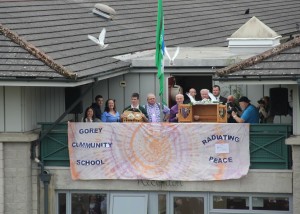 Doves of peace released at the Gorey Community School.  Pic: Christy Farrell