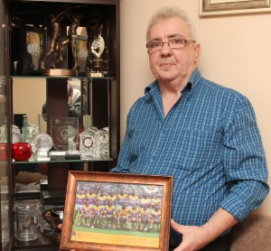 Liam Kelly, 16 Cluain Dara, Enniscorthy pictured with some remaining trophies and photo's following a robbery at his home which resulted in the theft of precious GAA soccer medals belonging to his sons. Pic: John Walsh