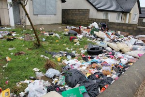 Household rubbish of every description dumped in the gardens (back and front) of no. 7 Marconi Park, Enniscorthy. Pic: John Walsh