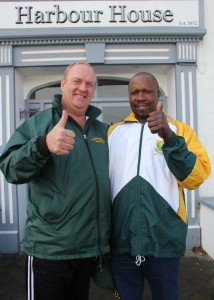 Zweiliwile Hans, the South Africa who became world championship for the first time at Gorey 16 years ago is back in the North wexford town with his coach, Izak Klopper. Pic; Christy Farrell.