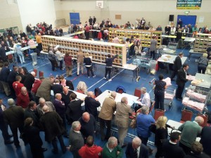 Counting in progress at the Count Centre in Wexford.