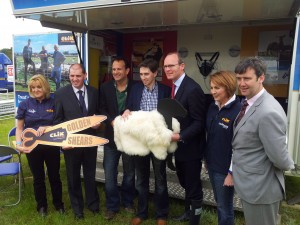 Ministers Simon Coveney and Leo Varadker are attending the first day of the Golden Shears festival in Gorey.