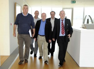 Sinn Fein's Cllr Johnny Mythen, Cllr Mick Roche, Cllr Fionntain O', Cllr Anthony Kelly arriving to the Council Chambers for the first meeting of the new County Council. Pic: Jim Campbell