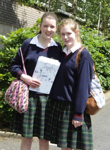 Leaving cert students Michelle Moytie and Anita Gahan pictured in Colaiste Bride. Pic: Jim Campbell