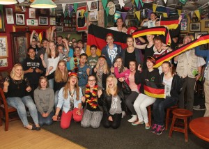 German students in excitement mood as they cheer on their country in last Sunday evening's World Cup Final.