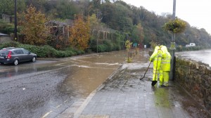The N11 was blocked for a time this afternoon due to flooding south of the bridge at Enniscorthy