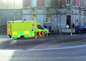 Accident at Abbey Square roundabout. Pic: John Walsh