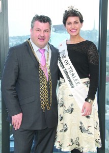 Wexford Mayor George Lawlor is pictured with Rose of Tralee Maria Walsh. Pic: Christy Farrell
