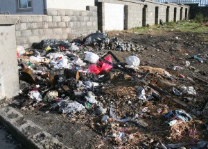 Appalling rubbish heap pictured at Marconi Park, Enniscorthy on Friday last. Pic: John Walsh
