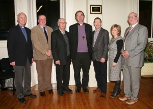 Archdeacon Chris Long, James Grace (builder), Michael Tierney (architect), Bishop Michael Burrows, Tom Bermingham (WLD), Cllr. Barbara Ann Murphy (chairperson Enniscorthy Municipal District) and Robbie Syme pictured at the formal re-opening of The Church Institute, Chuch St., Enniscorthy. Pic: John Walsh