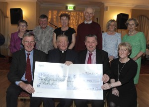 Bargy Vintage Club presented a cheque to Mayglass Church Restoration Fund at a celebration function in The Danby Lodge to mark the occasion of reaching their target for the Mayglass Church Restoration Fund. Back;Marie Devereux, Leo Browne, Mary Fenlon, John Harpur, Mary Lyons, Eleanor Quilty. Front; John Rowe, Fr Murth Byrne PP, Willie Day and Eileen Hayes. Pic: Jim Campbell