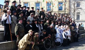 Re-enactors who brought 1916 history to life in Enniscorthy today.