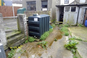 Water leak in the rear garden in a house in Maudlintown. Pic: Jim Campbell