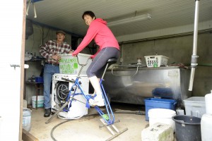 Washing machine operated using a bicyle. Pic: Jim Campbell