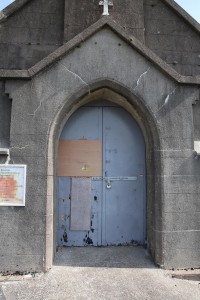 11/6/15 The damaged door in the church on the graveyard in New Ross.Photo;Mary Browne