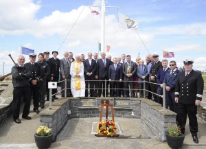 Wreath layers and dignatories pictured at the memorial service at the momument in memory of those lost at sea in Kilmore Quay. Pic: Jim Campbell