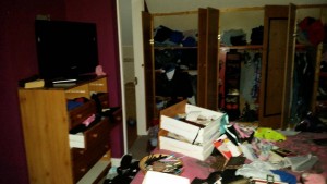 One of the rooms in the Simon family's home which was broken into and ransacked while they attended a family funeral.