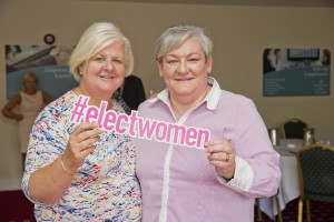 Caroline Foxe (right) is pictured with Suzanne Collins, from Women for Election, at the Equip 2015 workshop