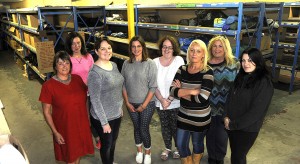 Hardworking volunteers pictured at the Wexford Calais Refugee Solidarity group pictured at their sorting centre at Unit 5D, Kerlogue Industrial Estate. (L to r)- Nina Sanctuary, Aisling Wallace, Lucy Nevins, Laura Way, Sinead O'Brien, Lisa Goff, Natasha O'Brien. Pic: Jim Campbell