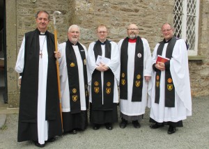 Pictured at St. Edan's Cathedral, Ferns for installations of Rev. Canon Robert Gray as Archdeacon of Ferns are Bishop Michael Burrows, Canon Mark Hayden, Rev. Robert Gray, Rev. Paul Mooney, Rev. Arthur Minion. Pic: Christy Farrell