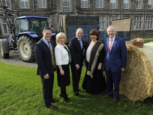 At the launch of the new Degree Programme in Sustainable Farming and Agriculture in the IT Carlow Wexford Campus were Mayor Cllr Ger Carthy, Caroline Murphy (Head of Campus), Minister Paul Kehoe TD, Dr Patricia Mulcahy (President of Carlow IT), Michael Berkery (FBD). Pic: Jim Campbell