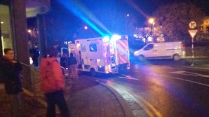 The scene as a woman was struck by a truck last Wednesday evening.
