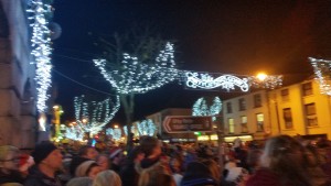Thousands gathered in Gorey's Main Street tonight for the switching on ceremony for the town's new Christmas lighting and sound system.