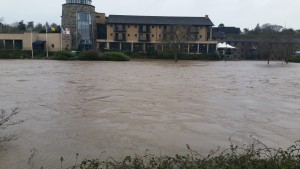 Floods at The Riverside Park Hotel which left the underground car park completely submerged and saw a number of cars caught in the flood.