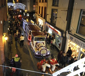 Santa train during the parade in North Main Street at the switching on of the Christmas tree lights in Wexford town. Pic: Jim Campbell
