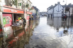 Flooding on the main street in Graiguenamanagh. Pic: Jim Campbell