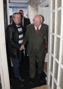 President Michael D Higgins surveys a flooded home on Island Rd. Enniscorthy. Pic: Christy Farrell