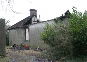 House at Grange, Rathnure which was destroyed by fire, and claimed the life of Pat Brennan on Wednesday evening. Pic: John Walsh