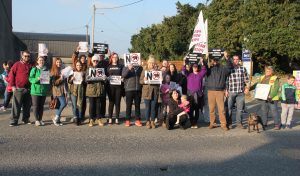 Animal rights proteters outside the circus on Esmonde St. Gorey on St Patrick'd Day. Pic: Christy Farrell