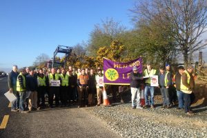 Members of Wexford IFA protesting at Scarawalsh last Tuesday.