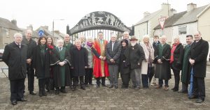 Group pictured at the wreath laying ceremony at the Lock Out Gate in the Faythe. Pic: Jim Campbell