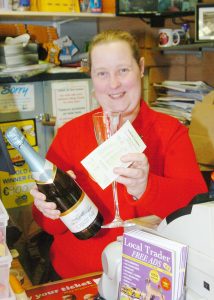 Sarah Masterson from The Kiosk, Enniscorthy has put the champagne on hold for the Lotto winner.
