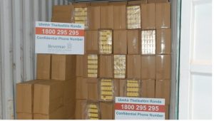 The "Aroma" branded cigarettes came from Vietnam and were seized at a commercial premises on the Old Dublin Road.