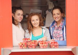 Elena O'Connor, Ciara O'Connor and Sarah Martin are pictured at the Enniscorthy Strawberry, Music and Food Festival. Pic: Christy Farrell