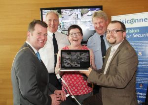 Pictured at the launch Gorey's new CCTV system are Cllr. Malcolm Byrne, Liam White, District Superintendent, Jo Foley, Inspector Sean Clince and Pawel Makulski. Pic: Christy Farrell