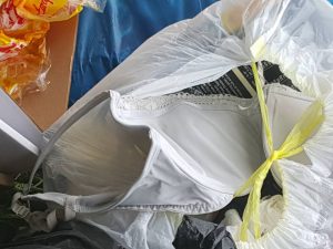 Underwear and used sanitary towels were among the items discarded in the field