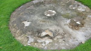 Pictured above is the cement base in Foulksmills Public Park from which the granite table and benches were taken at the weekend (Pic: Foulksmills Tidy Towns)