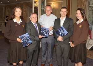 Aoife Carty, Brendan Howlin TD, Billy O'Shea (performed launch), Tom Gunning and Rebecca Crean pictured at the launch of the Loreto Secondary School Wexford 150th. Anniversary Book 'Lasting Values' in the Talbot Hotel. Pic: John Walsh
