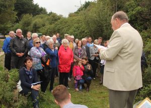Ken McQuhae speaking at the memorial unveiling to the crew of the Ullswater at Saleen, Gorey. Pic: Christy Farrell