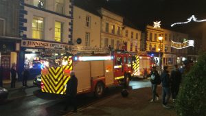 Two units of the fire service tackle a blaze in Enniscorthy's town centre this evening.
