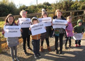 Children from the Heath, Ramsgate Village are pictured protesting in their estate. Pic: Christy Farrell
